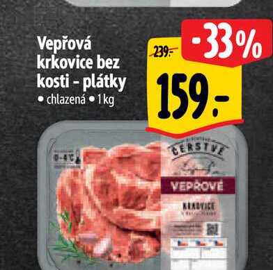 Vepřová krkovice bez kosti - plátky  1 kg