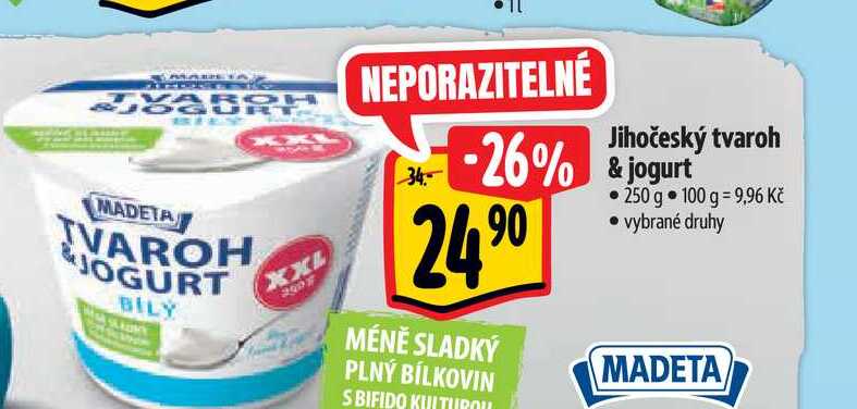 Madeta Jihočeský tvaroh s jogurtem 250 g, vybrané druhy