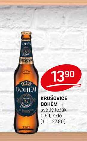 KRUŠOVICE BOHÉM světlý ležák 0,5l