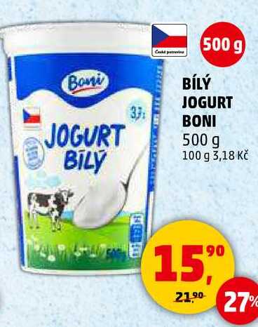 BÍLÝ JOGURT BONI, 500 g