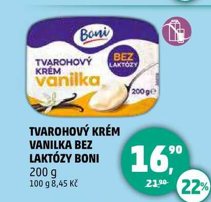 TVAROHOVÝ KRÉM VANILKA BEZ LAKTÓZY BONI, 200 g 