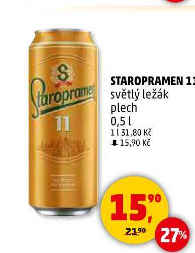 STAROPRAMEN 11 světlý ležák plech, 0,5 l