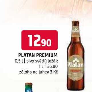 Platan premium pivo světlý ležák 0,5l