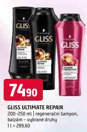 Gliss ultimate repair 200-250 ml regenerační šampon, balzám vybrané druhy