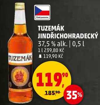 TUZEMÁK JINDŘICHOHRADECKÝ 37,5% alk., 0,5 l