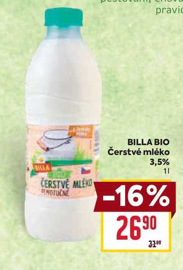 BILLA BIO Čerstvé mléko 3,5% 1l