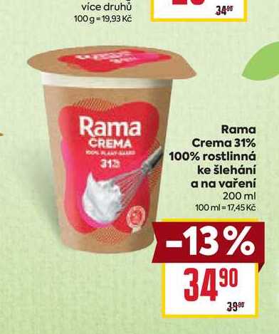 Rama Crema 31% 100% rostlinná ke šlehání a na vaření 200 ml