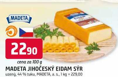 MADETA JIHOČESKÝ EIDAM SÝR uzený, 44% tuku, 100g