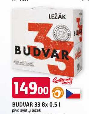 Budějovický BUDVAR 33 8x 0,5l