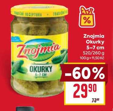 Znojmia Okurky 5-7 cm 520/260 g