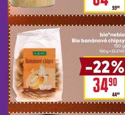 bio*nebio Bio banánové chipsy 150 g 