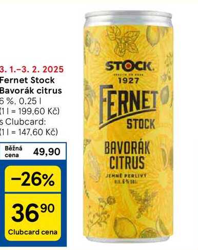 Fernet Stock Bavorák citrus 5%, 0.25 l