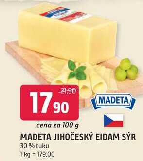 Madeta Jihočeský eidam 30% 100g, vybrané druhy