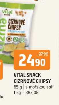 Vital snack cizrnové chipsy 65 g s mořskou soli