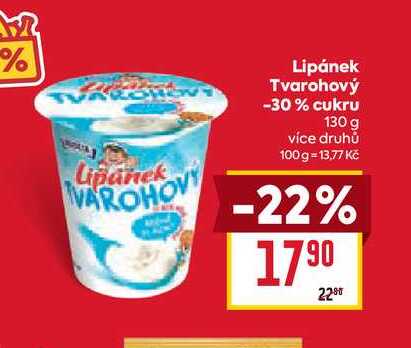 Lipánek Tvarohový -30% cukru 130 g 