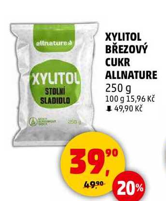 XYLITOL BŘEZOVÝ CUKR ALLNATURE, 250 g