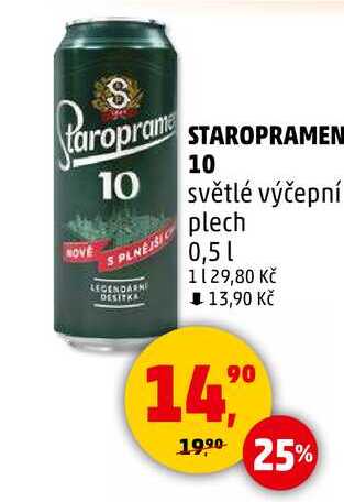 STAROPRAMEN 10 světlé výčepní plech, 0,5 l 