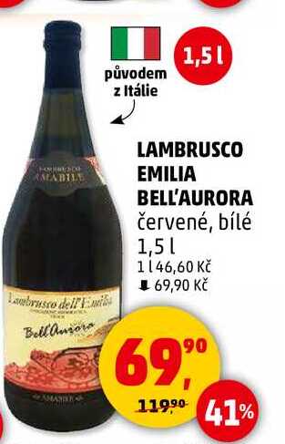 LAMBRUSCO EMILIA BELL'AURORA červené, bílé, 1,5 l