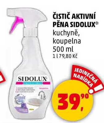 ČISTIČ AKTIVNÍ PĚNA SIDOLUX kuchyně, koupelna, 500 ml 