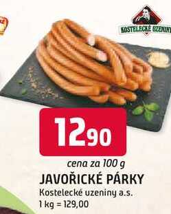 Kostelecké Uzeniny Javořické párky original 100g