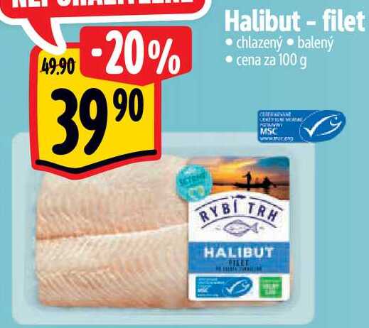 Halibut - filet, cena za 100 g