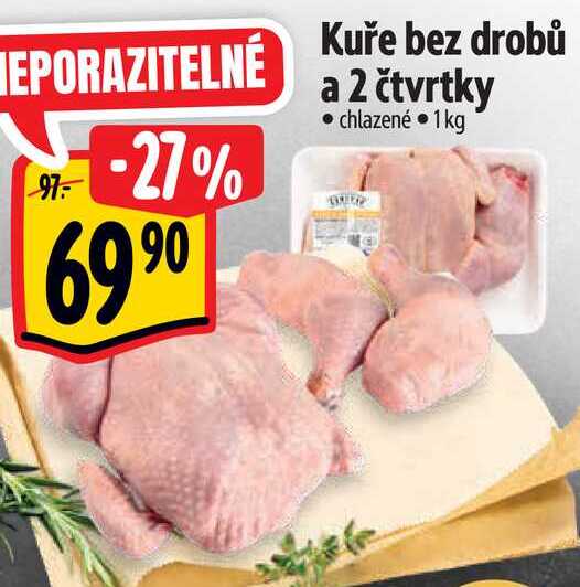 Kuře bez drobů a 2 čtvrtky, 1 kg