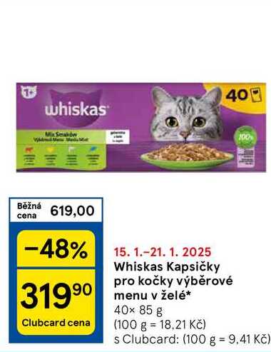 Whiskas Kapsičky pro kočky výběrové menu v želė, 40× 85 g