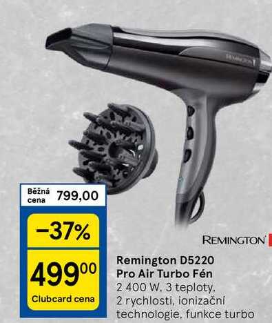 Remington D5220 Pro Air Turbo Fén 2 400 W. 3 teploty. 2 rychlosti, ionizační technologie, funkce turbo 