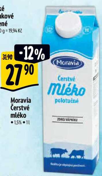 Moravia Čerstvé mléko 1,5%, 1 l