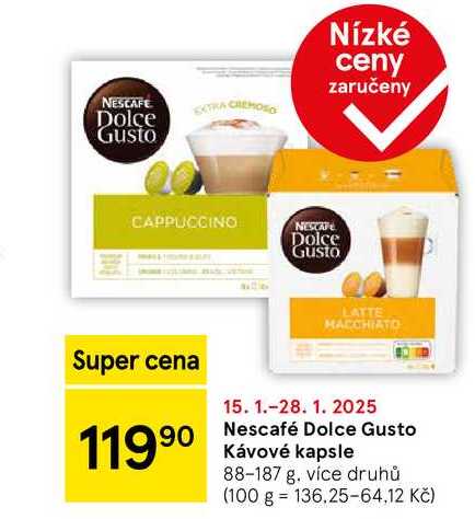 Nescafé Dolce Gusto Kávové kapsle, 88-187 g. více druhů 