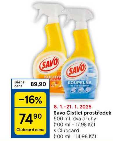 Savo Čisticí prostředek, 500 ml, dva druhy