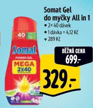 Somat Gel do myčky All in 1, 2x 40 dávek 