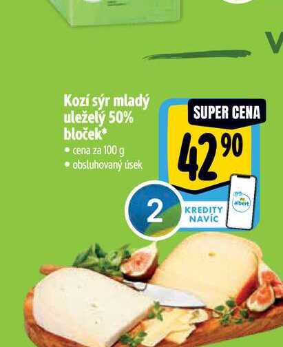 Kozí sýr mladý uleželý 50% bloček 100 g