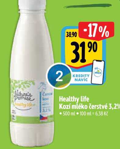   Healthy life Kozí mléko čerstvé 3,2% 500 ml 