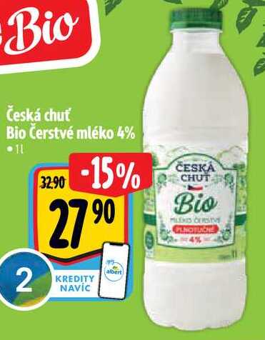 Česká chuť Bio Čerstvé mléko 4%, 1 l