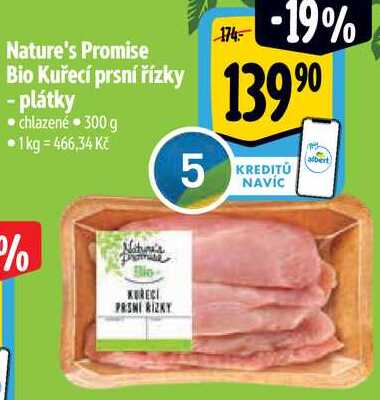 Nature's Promise Bio Kuřecí prsní řízky - plátky, 300 g