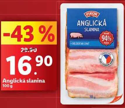 Anglická slanina, 100 g