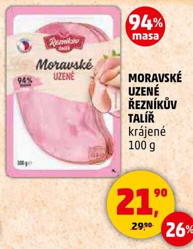 MORAVSKÉ UZENÉ ŘEZNÍKŮV TALÍŘ krájené, 100 g 