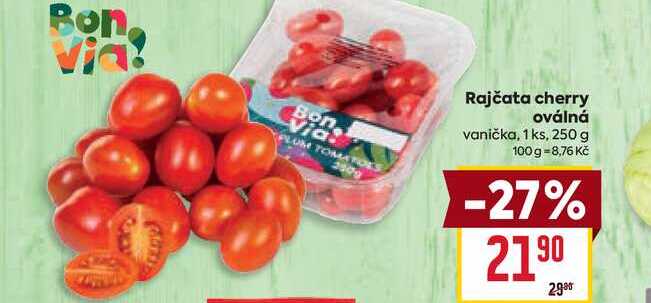 Rajčata cherry oválná vanička, 1 ks, 250 g