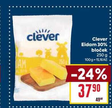 Clever Eidam 30% bloček 250 g 