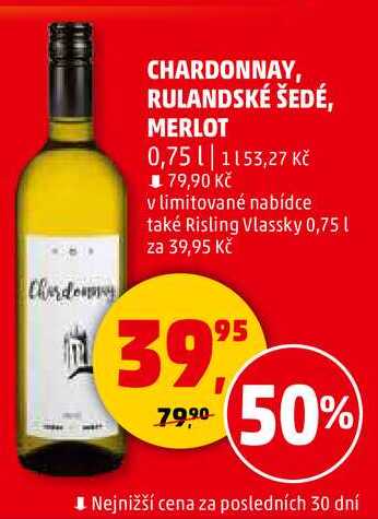 CHARDONNAY, RULANDSKÉ ŠEDÉ, MERLOT, 0,75 l