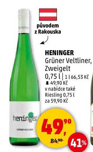 HENINGER Grüner Veltliner, 0,75 l 