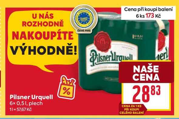 Pilsner Urquell 6x 0,51, plech