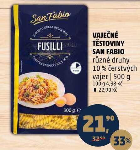 VAJEČNÉ TĚSTOVINY FUSILLI SAN FABIO různé druhy, 500 g 