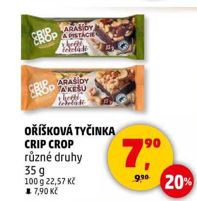 OŘÍŠKOVÁ TYČINKA CRIP CROP různé druhy, 35 g 