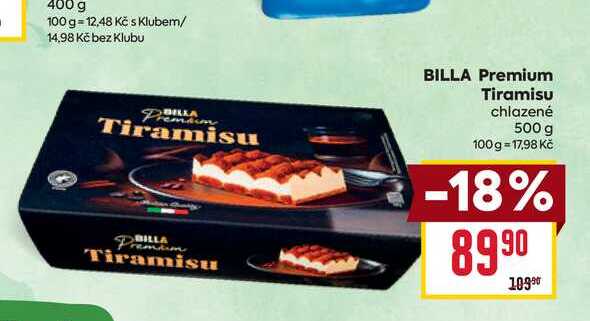 BILLA Premium Tiramisu chlazené 500 g 