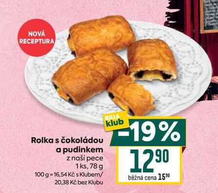 Rolka s čokoládou a pudinkem z naší pece 1 ks, 78 g 