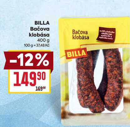 BILLA Bačova klobása 400 g 