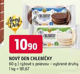 Nový den chlebíčky 60 g rýžové s polevou vybrané druhy