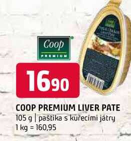 Coop premium liver pate 105 g paštika s kuřecími játry 